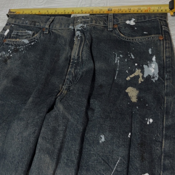 Zara TRF Paint Splatter Mid Rise Wide Leg Baggy Jeans - Picture 10 of 13